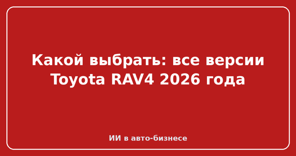 Какой выбрать: все версии Toyota RAV4 2026 года