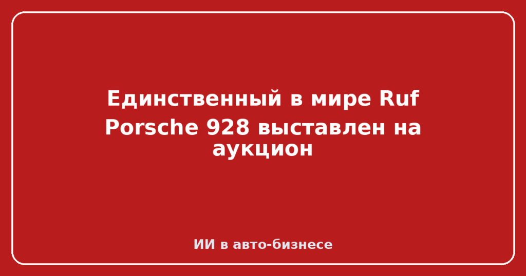 Единственный в мире Ruf Porsche 928 выставлен на аукцион