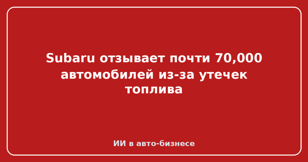 Subaru отзывает почти 70,000 автомобилей из-за утечек топлива