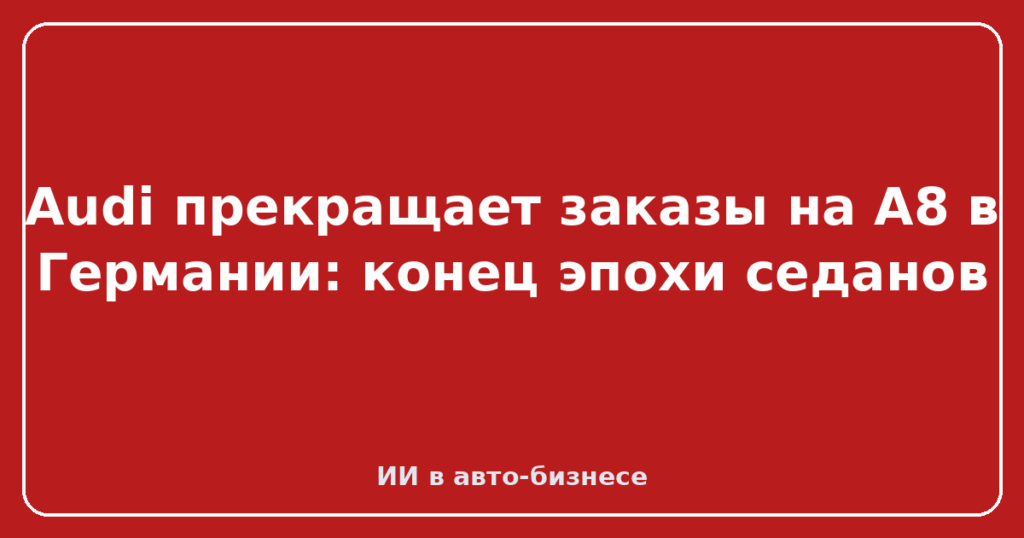 Audi прекращает заказы на A8 в Германии: конец эпохи седанов