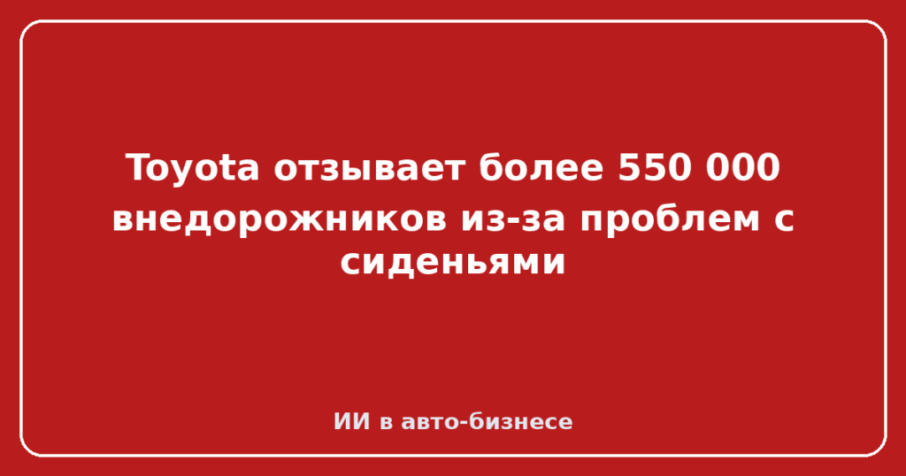 Toyota отзывает более 550 000 внедорожников из-за проблем с сиденьями