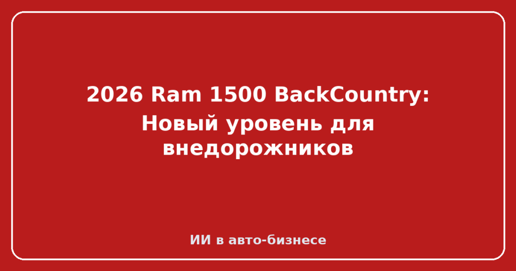 2026 Ram 1500 BackCountry: Новый уровень для внедорожников