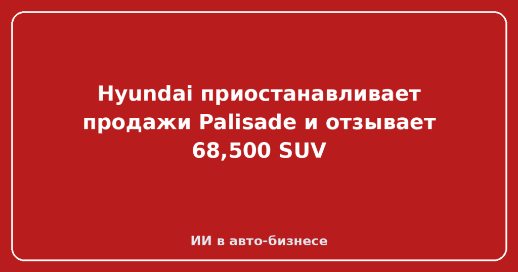 Hyundai приостанавливает продажи Palisade и отзывает 68,500 SUV