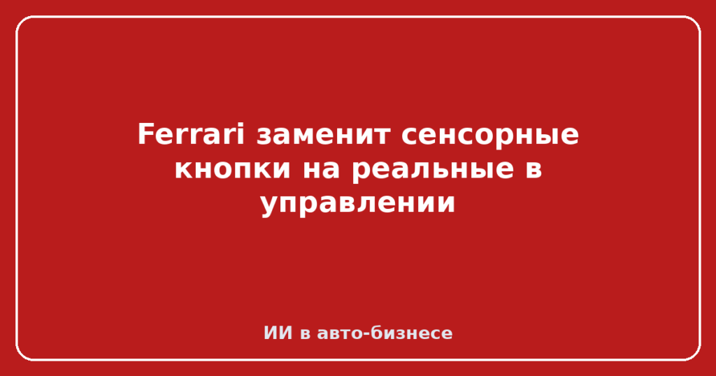 Ferrari заменит сенсорные кнопки на реальные в управлении