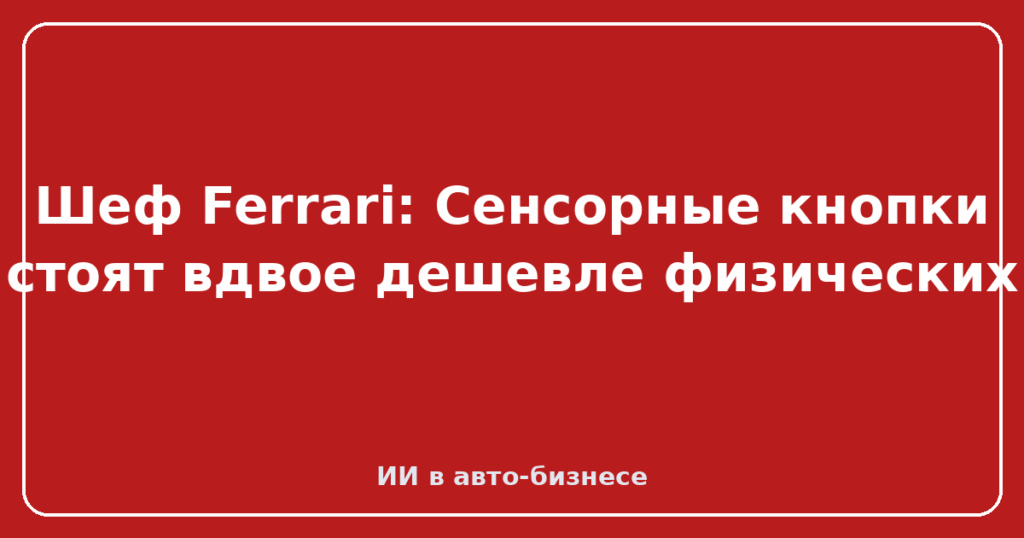 Шеф Ferrari: Сенсорные кнопки стоят вдвое дешевле физических