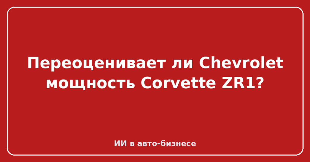 Переоценивает ли Chevrolet мощность Corvette ZR1?