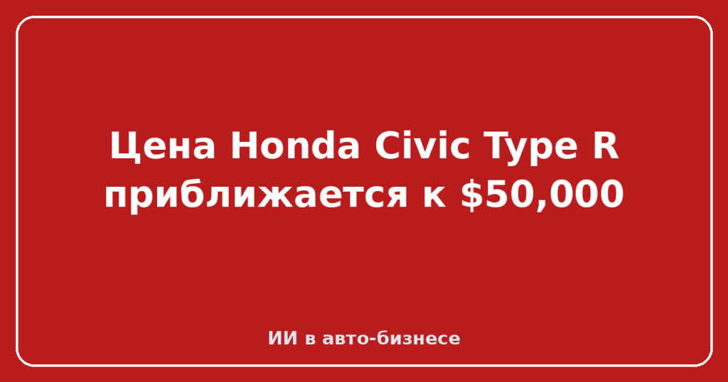 Цена Honda Civic Type R приближается к $50,000