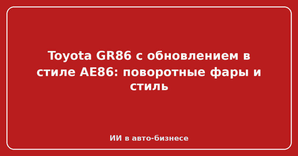 Toyota GR86 с обновлением в стиле AE86: поворотные фары и стиль