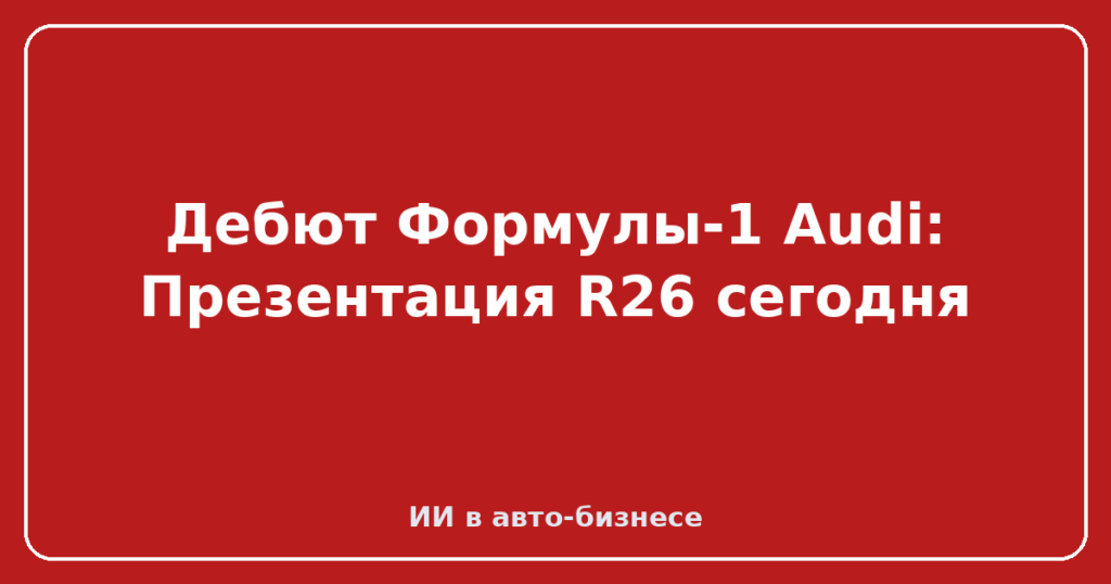 Дебют Формулы-1 Audi: Презентация R26 сегодня