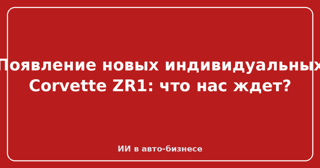 Появление новых индивидуальных Corvette ZR1: что нас ждет?