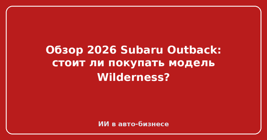 Обзор 2026 Subaru Outback: стоит ли покупать модель Wilderness?