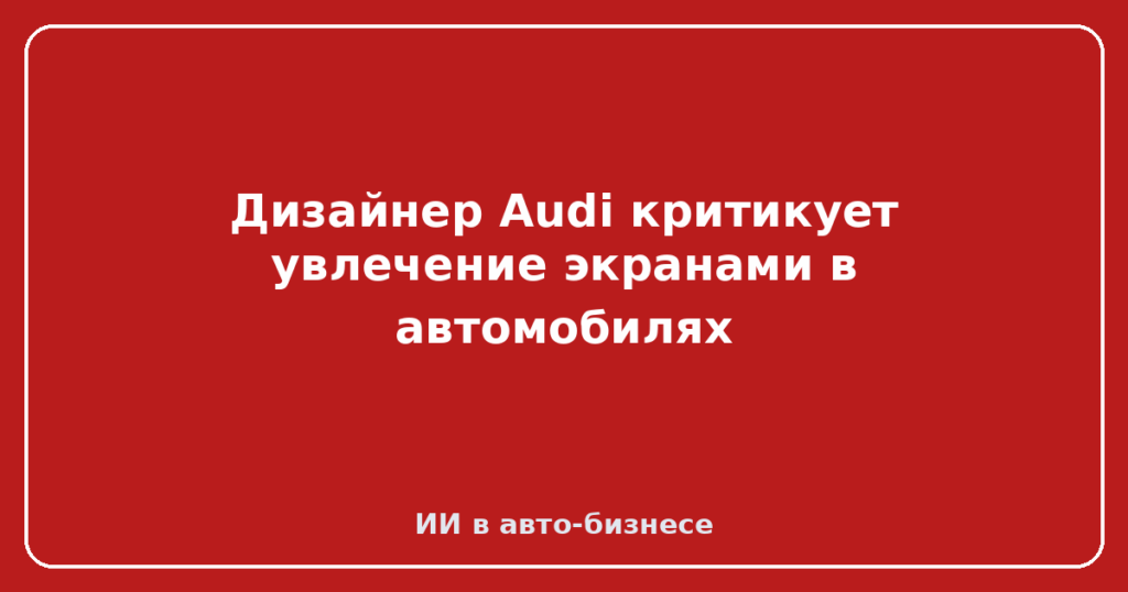 Дизайнер Audi критикует увлечение экранами в автомобилях