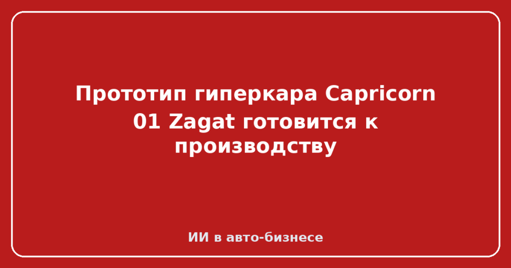Прототип гиперкара Capricorn 01 Zagat готовится к производству